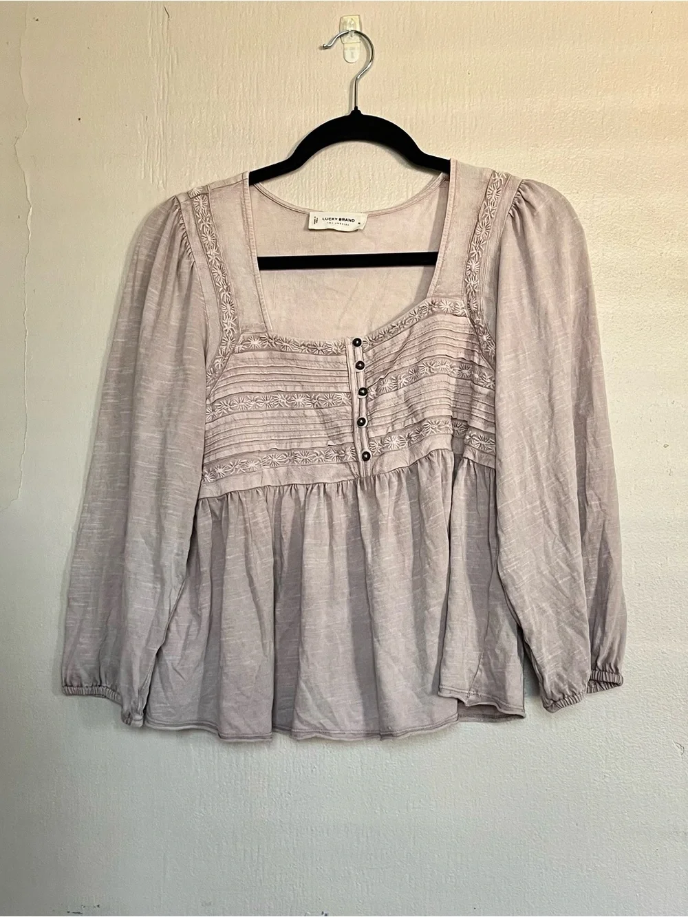 Dusty pink milkmaid peasant aztec patterned top - Picture 3 of 7